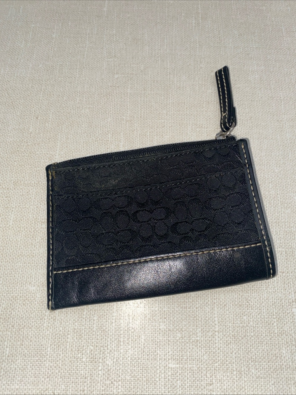 COACH VTG Leatherware  Coin Purse Wallet Black Jacquard Leather Trim - Picture 3 of 15